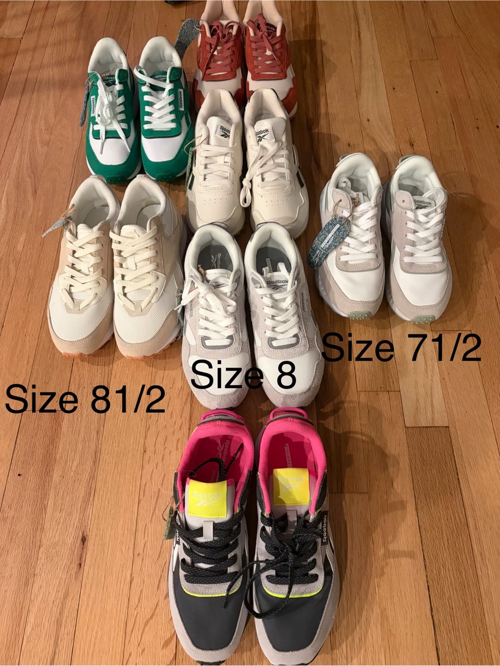 Reebok New sizes 71/2, 8, and 81/2 $65 each buy 3+pairs it’ll be $50 each